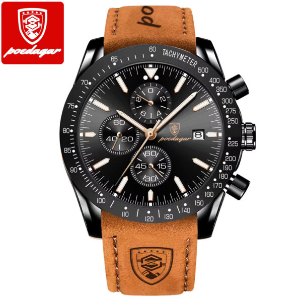 Reloj Poedagar para Hombre con Correa de Piel Marrón, Estilo Elegante y Clásico - Imagen 5