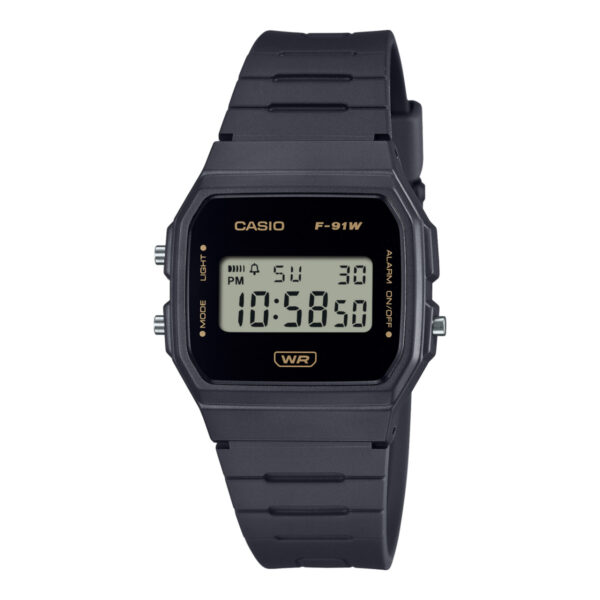 Reloj Casio F-91WB-1A | Digital Clásico Negro con Detalles Dorados