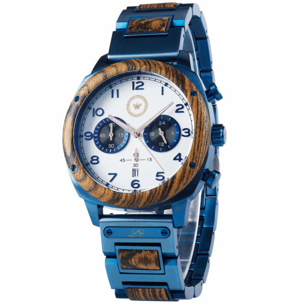 LB BlueWood Chrono - Madera y Acero Azul -Esfera Azul o Blanca