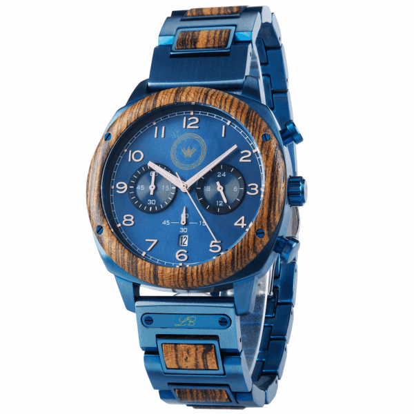 LB BlueWood Chrono - Madera y Acero Azul -Esfera Azul o Blanca - Imagen 2
