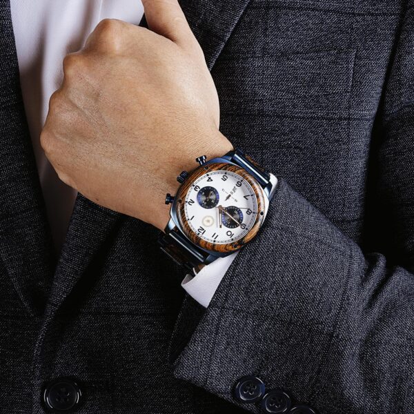 LB BlueWood Chrono - Madera y Acero Azul -Esfera Azul o Blanca - Imagen 11