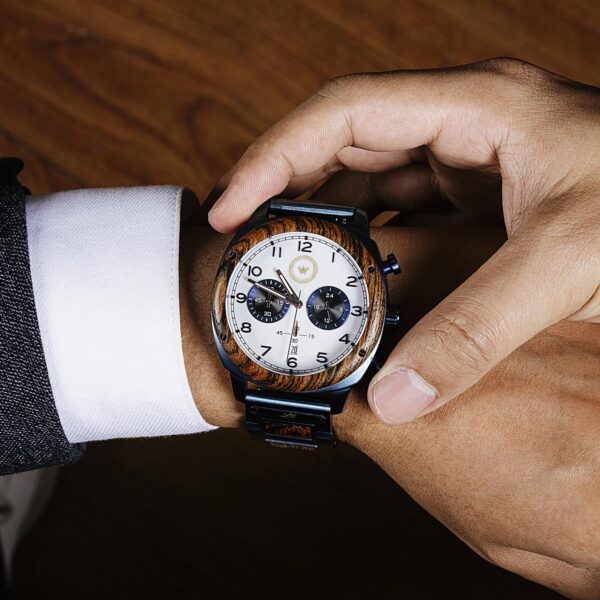 LB BlueWood Chrono - Madera y Acero Azul -Esfera Azul o Blanca - Imagen 8