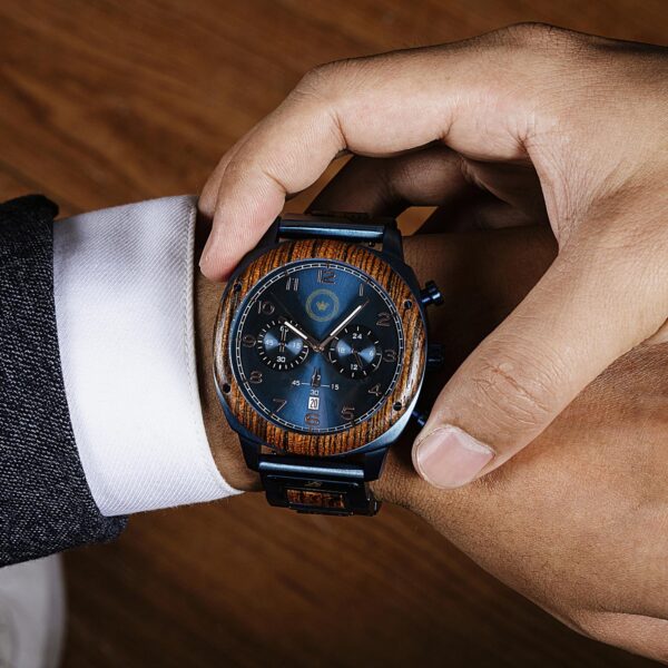 LB BlueWood Chrono - Madera y Acero Azul -Esfera Azul o Blanca - Imagen 9