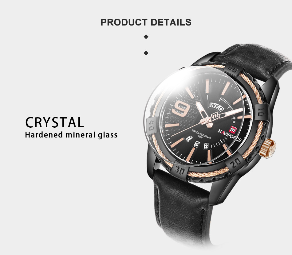 Reloj NAVIFORCE 9117 para Hombre – Cuarzo Preciso, Correa de Cuero, Calendario Completo, Resistencia al Agua 3 BAR - Imagen 4
