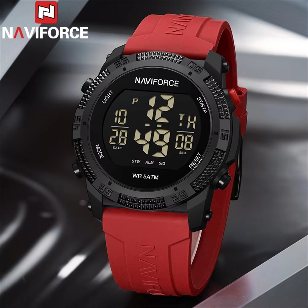Reloj Digital NAVIFORCE NF7104 – Deportivo, Resistente al Agua 5 ATM, Correa de Silicona, Pantalla LCD, Cronómetro y Fecha - Imagen 6