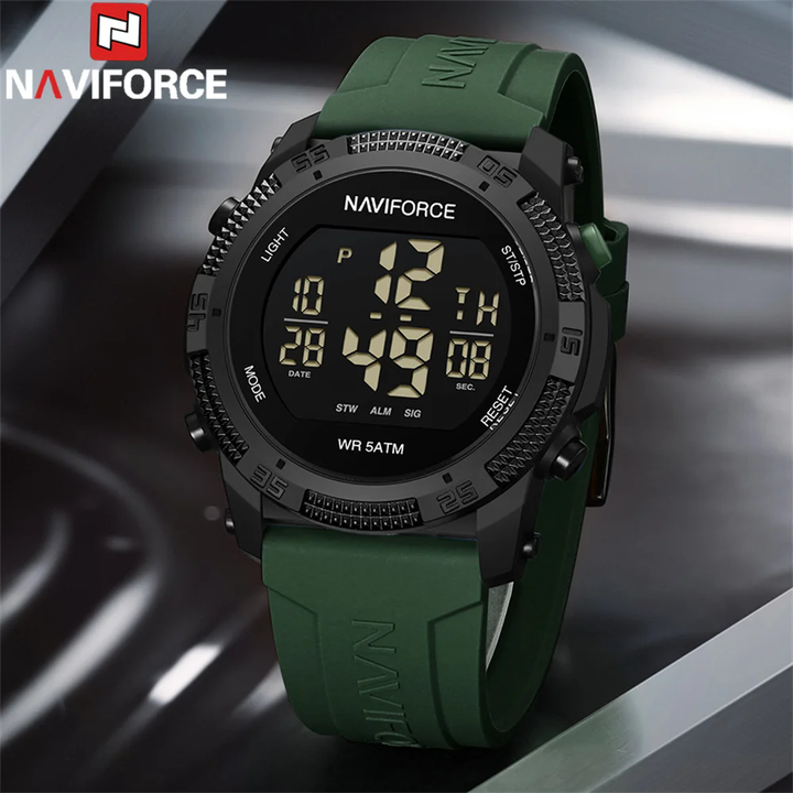 Reloj Digital NAVIFORCE NF7104 – Deportivo, Resistente al Agua 5 ATM, Correa de Silicona, Pantalla LCD, Cronómetro y Fecha - Imagen 3