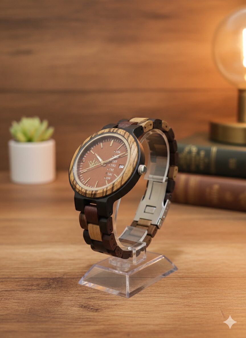 Reloj de Madera – Reloj Natural con Cronógrafo, Fecha Automática, Estilo Elegante y Moderno - Imagen 12