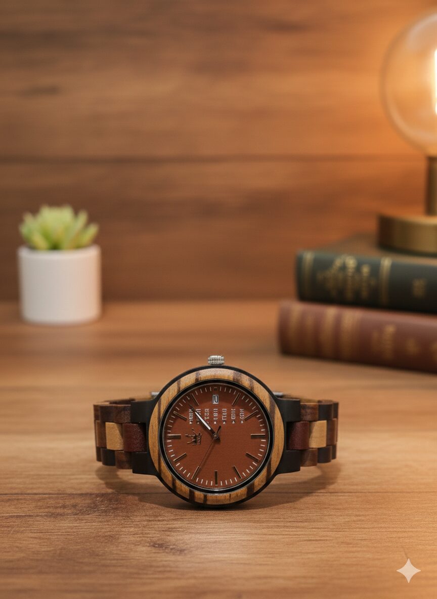Reloj de Madera – Reloj Natural con Cronógrafo, Fecha Automática, Estilo Elegante y Moderno - Imagen 11