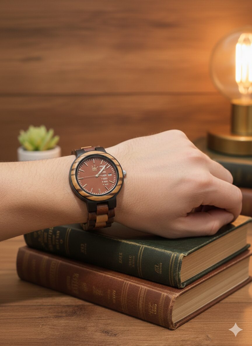 Reloj de Madera – Reloj Natural con Cronógrafo, Fecha Automática, Estilo Elegante y Moderno - Imagen 10