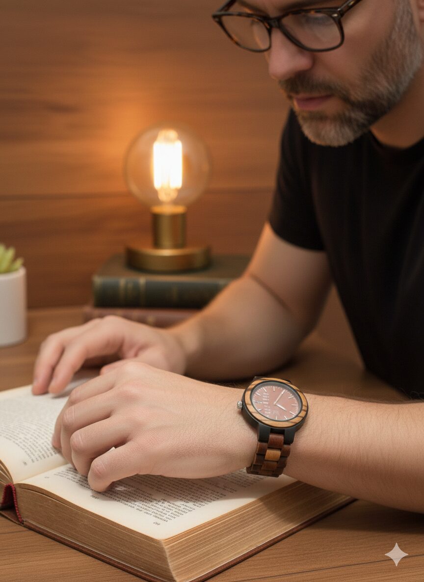 Reloj de Madera – Reloj Natural con Cronógrafo, Fecha Automática, Estilo Elegante y Moderno - Imagen 8