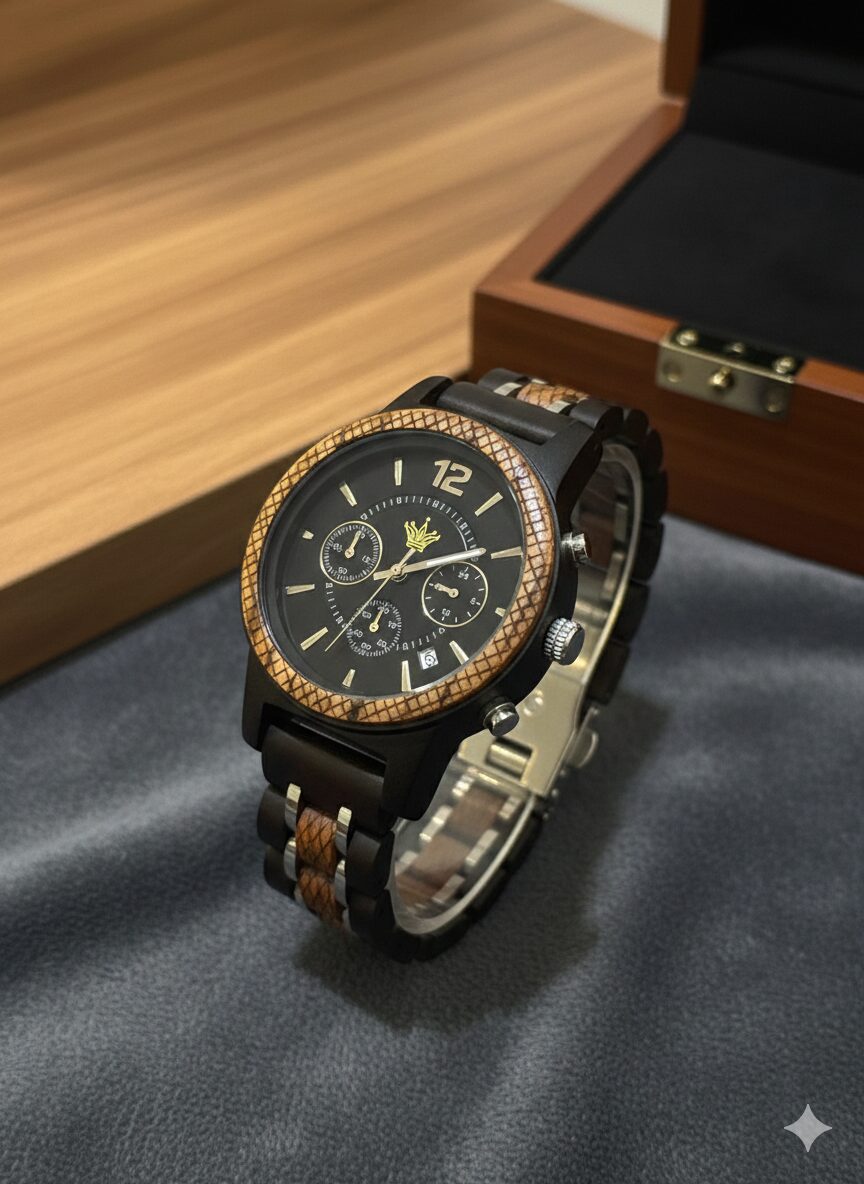 Reloj de Madera – Reloj Natural con Cronógrafo, Fecha Automática, Estilo Elegante y Moderno - Imagen 7