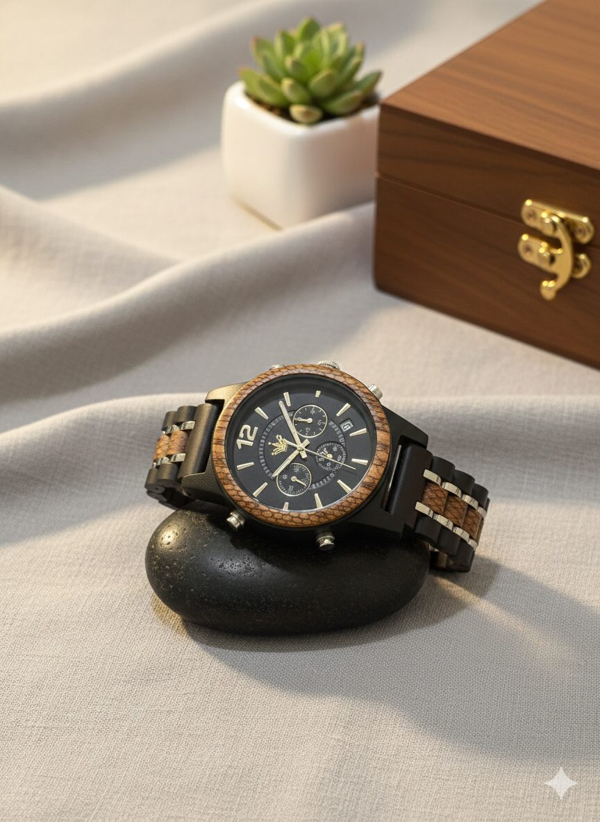 Reloj de Madera – Reloj Natural con Cronógrafo, Fecha Automática, Estilo Elegante y Moderno - Imagen 6