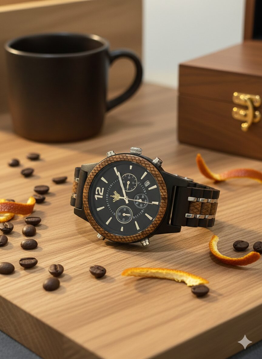 Reloj de Madera – Reloj Natural con Cronógrafo, Fecha Automática, Estilo Elegante y Moderno - Imagen 5